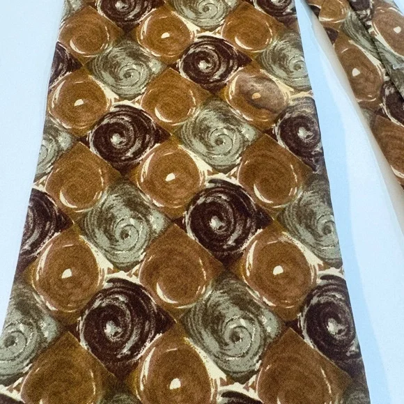 Christian DIOR Designer Silk Neck TieAbstract Geometric Brown & Plum WPL 125